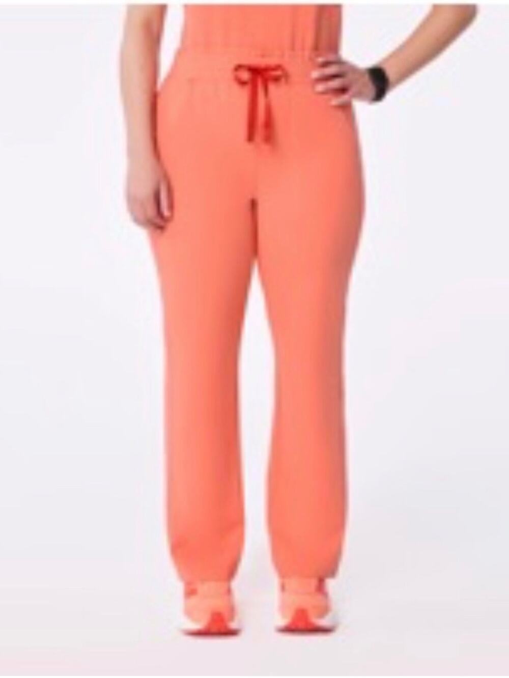 Figs Scrub Pants Womens Medium Tall Orange Davia High Waisted Straight Leg Work